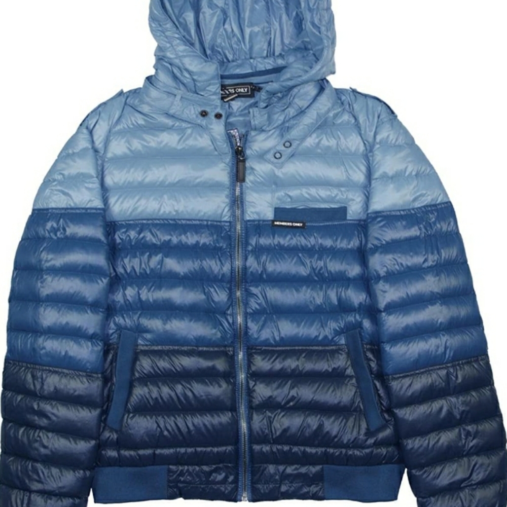 Mens Members Only Tri-Color Down Racer Blue Large Jacket New